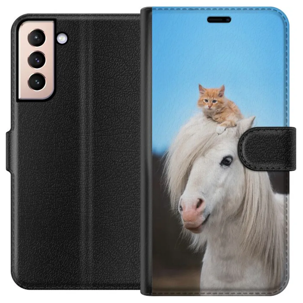 Samsung Galaxy S21 Sort Lommebokdeksel Katt och Häst v:2045904