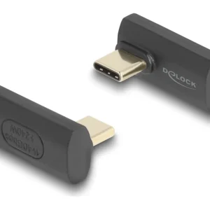 Delock USB-C vinklet adapter hann-til-hunn, 40 Gbps, 240W PD, 8K @ 60Hz – grå v:9230077