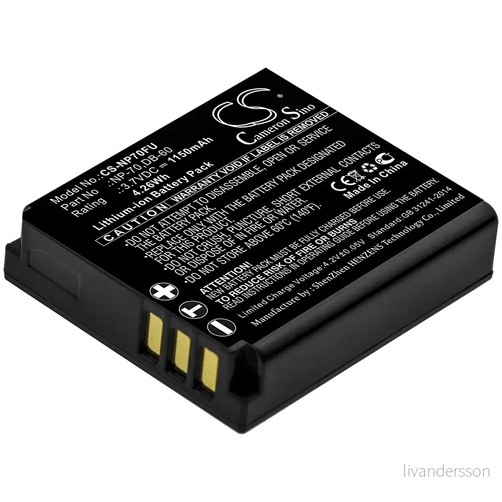 Batteri til CGA-S005 erstatningsbatteri v:2698240 Batteri til CGA-S005 erstatningsbatteri v:2698240