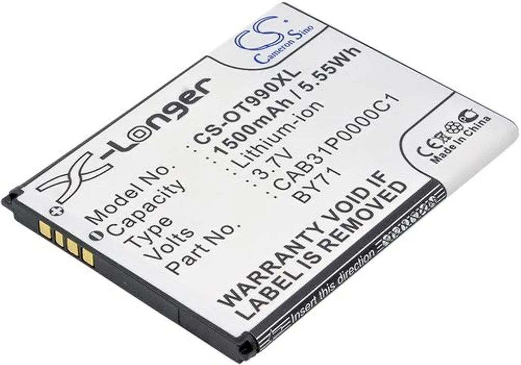Batteri til Alcatel One Touch 990 Carome, 3.7V, 1500 mAh v:9144416