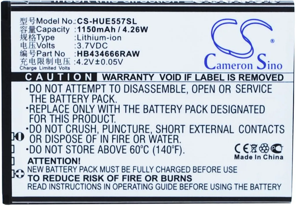 Batteri til HB434666RBC for Huawei, 3.7V, 1150 mAh v:1749688