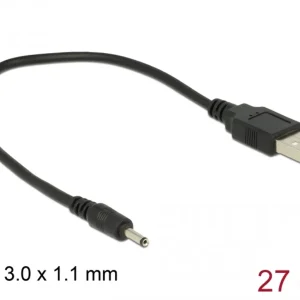 Delock USB-A-kabel strømkontakt til DC 3.0 x 1.1 mm hann 27 cm v:3658441