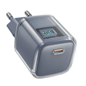Acefast USB-C Vegglader med Display 30W, PD, GaN – Grå v:6065478 Acefast USB-C Vegglader med Display 30W, PD, GaN – Grå v:6065478