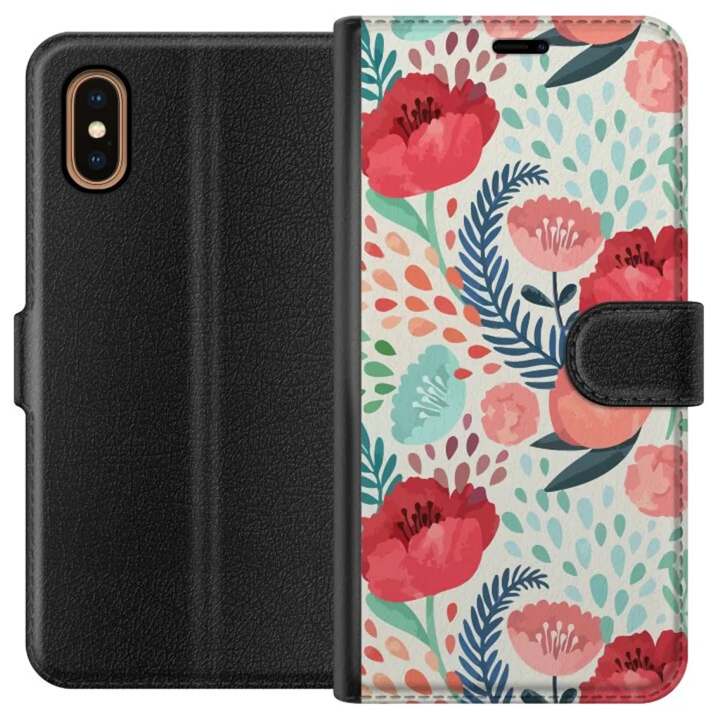 Apple iPhone XS Max Sort Lommebokdeksel Flora v:8570690