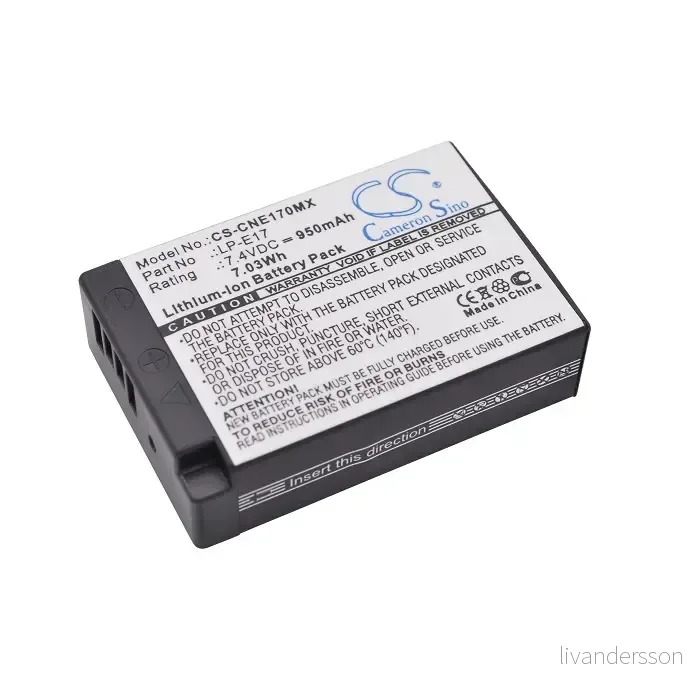 Batteri til Canon EOS M3, 7,2 (7,4), 950mAh v:9980442