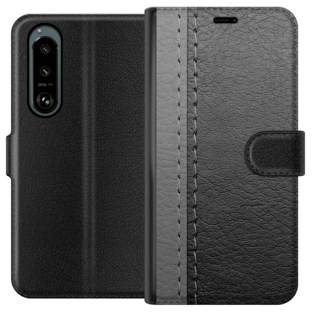 Sony Xperia 5 III Sort Lommebokdeksel Grått Fake Läder v:4917411 Sony Xperia 5 III Sort Lommebokdeksel Grått Fake Läder v:4917411