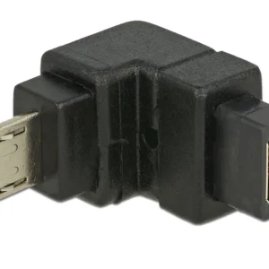 Delock-adapter USB 2.0 Micro-B hann til Micro-B hunn vinklet nedover – svart v:9620984