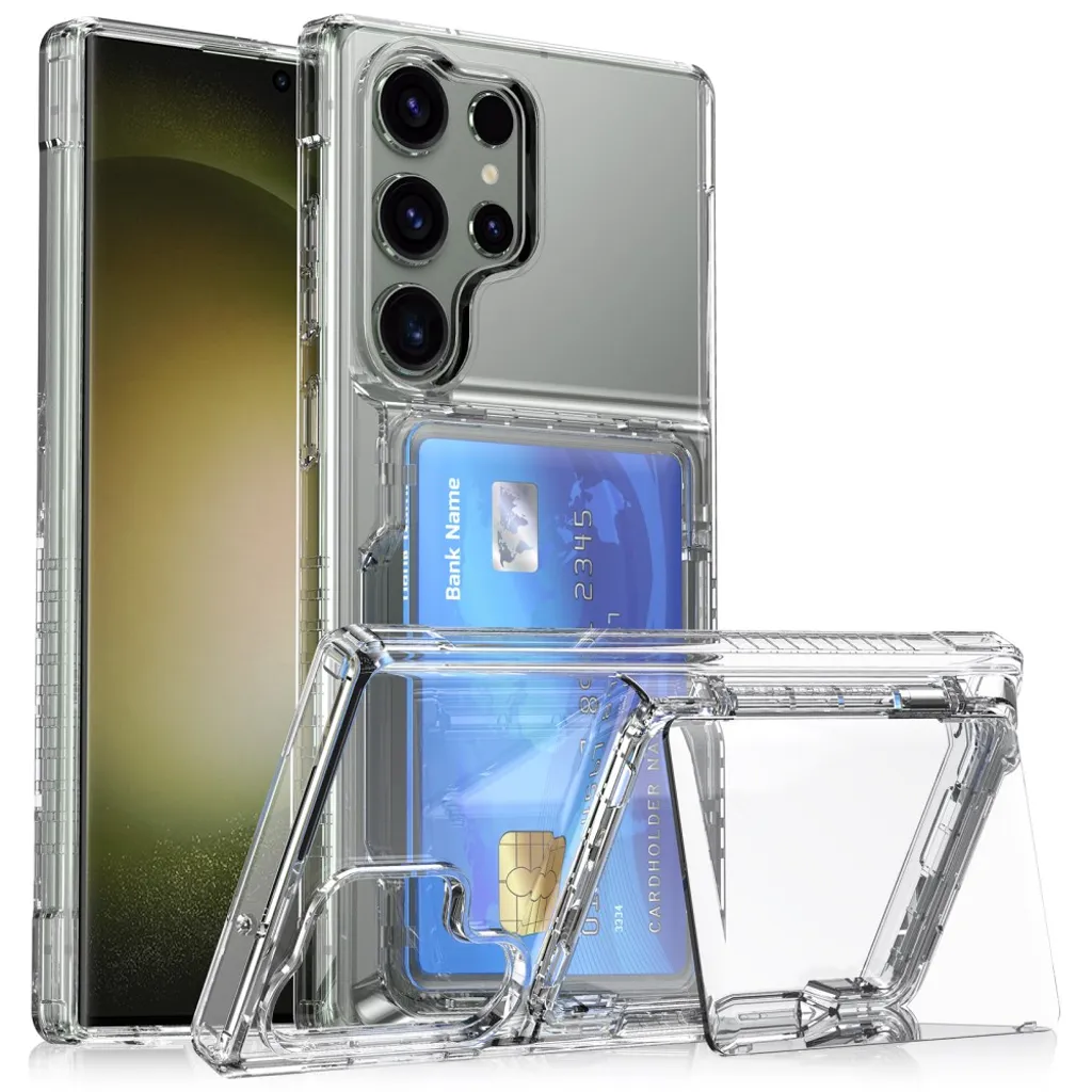 Samsung Galaxy S25 Ultra deksel med kortspor og stativ – Gjennomsiktig v:4058067