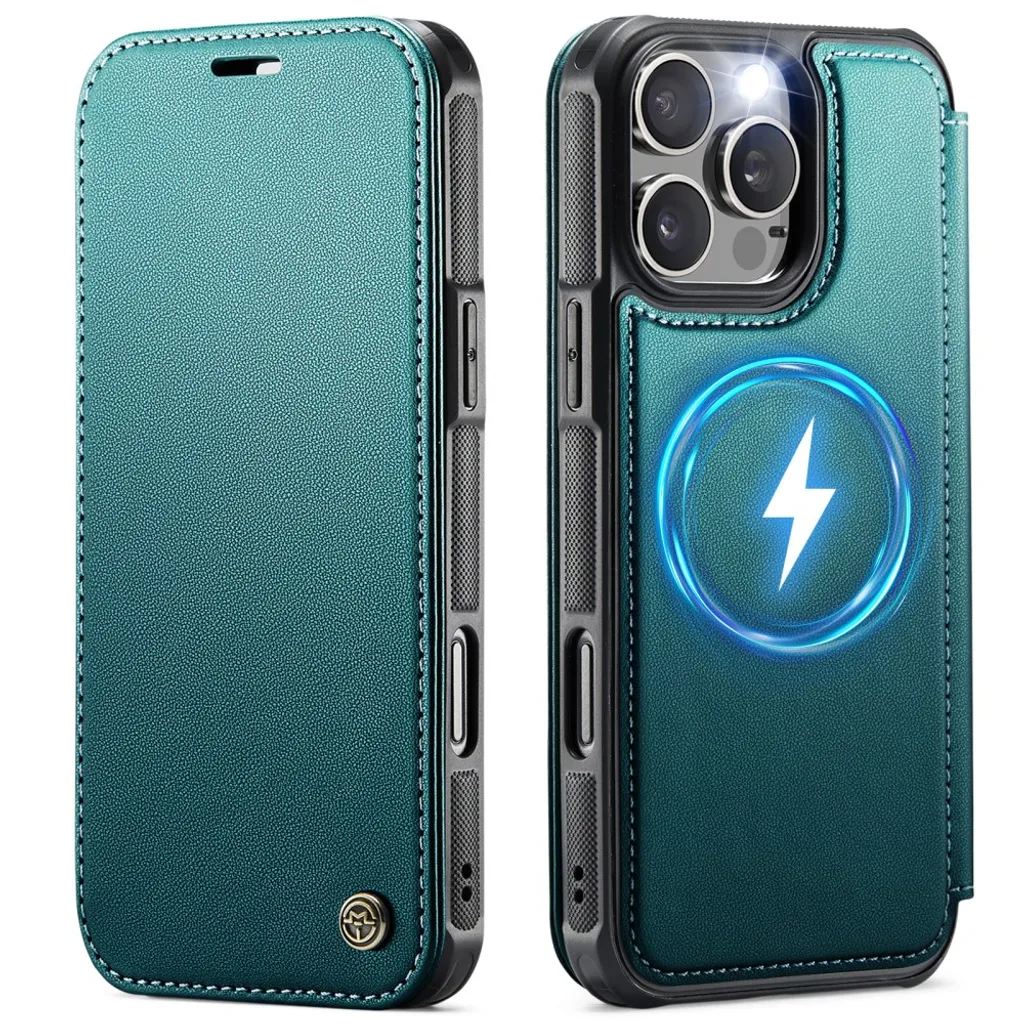 CASEME 053 iPhone 15 Pro Max Lommeboketui MagSafe RFID Blokkerende – Turkis v:2866956
