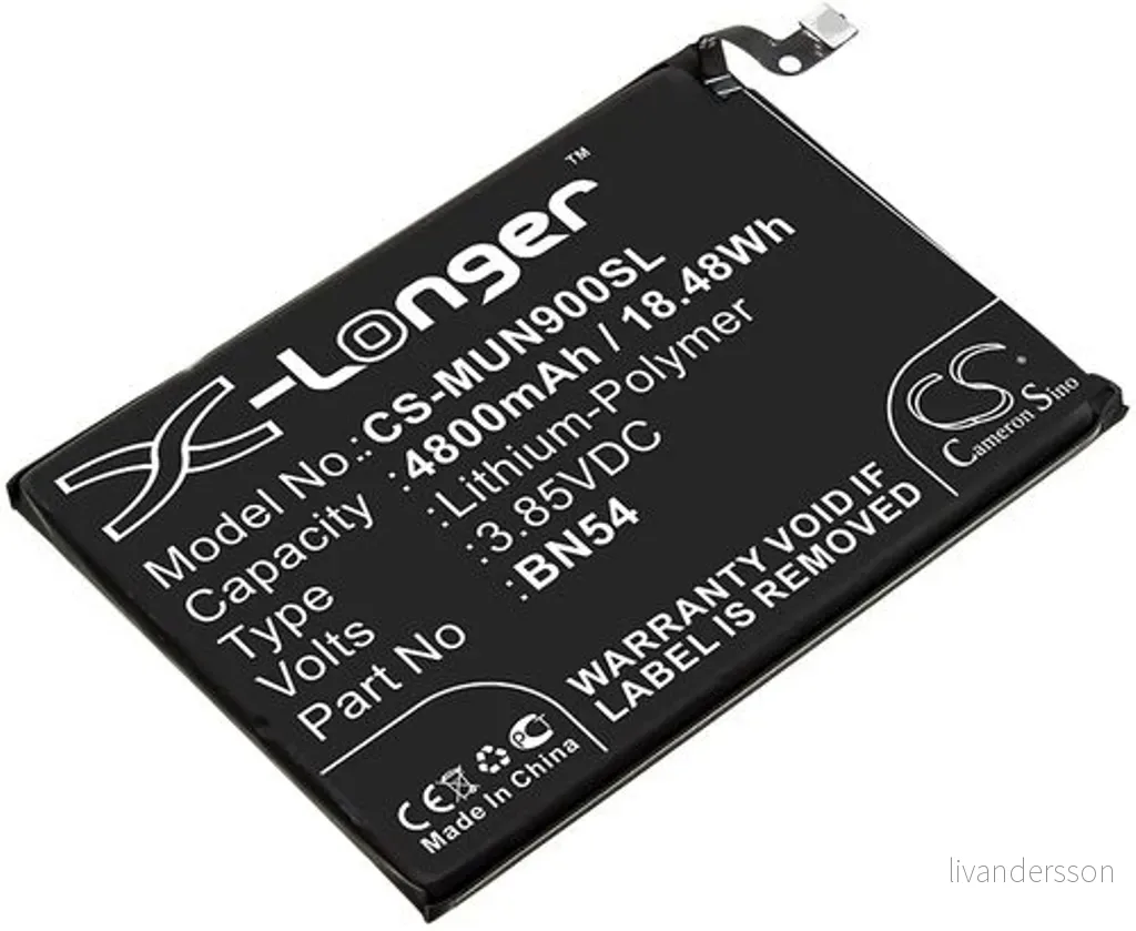 Batteri til BN54 for Redmi, 3.85V, 4800 mAh v:5728593