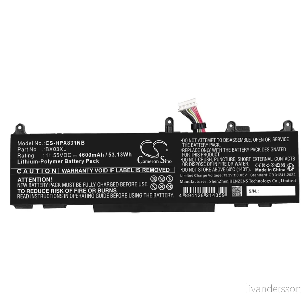 Batteri til EliteBook 845 G11 8R636AV, 11.55, 4600mAh v:9825969