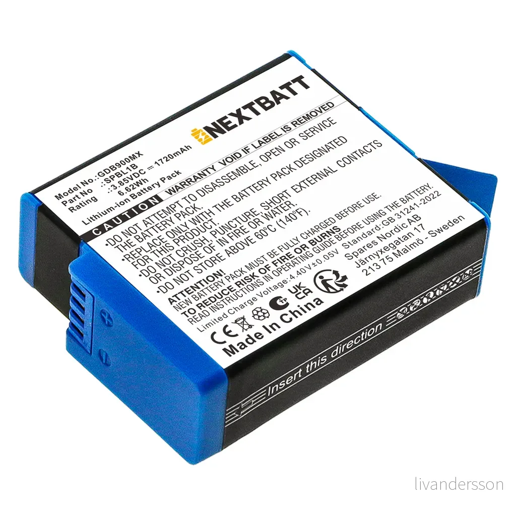 Batteri til Gopro Hero 11, 3,85V, 1720mAh v:6766308 Batteri til Gopro Hero 11, 3,85V, 1720mAh v:6766308