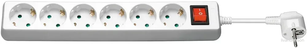Goobay Strømskinne med 6xCEE 7/4 stikkontakter, 1,5m kabel – Hvit v:9401803