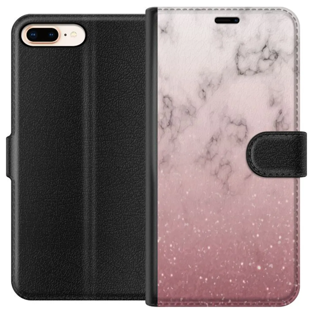 Apple iPhone 8 Plus Sort Lommebokdeksel Glitter och marmor v:8971504