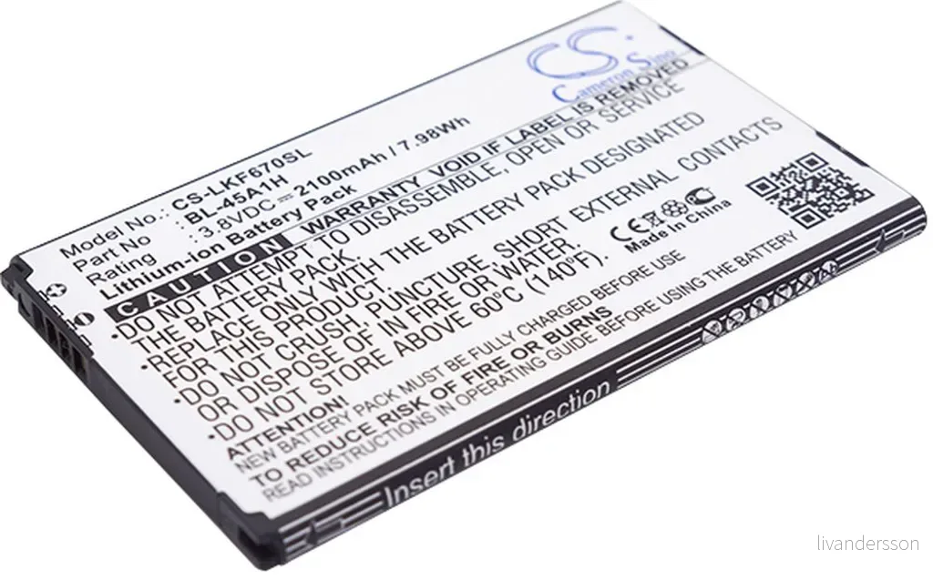 Batteri til Lg Q10, 3.8V, 2100 mAh v:2941752