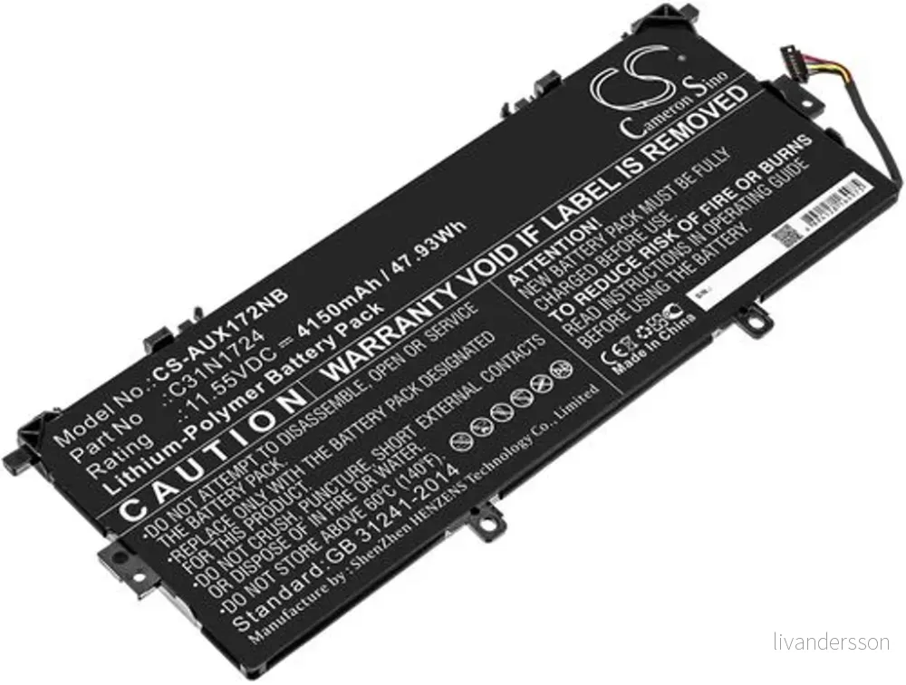 Batteri til Asus ZenBook 13 UX331U-NEG103T, 11.55V, 4150 mAh v:4661274