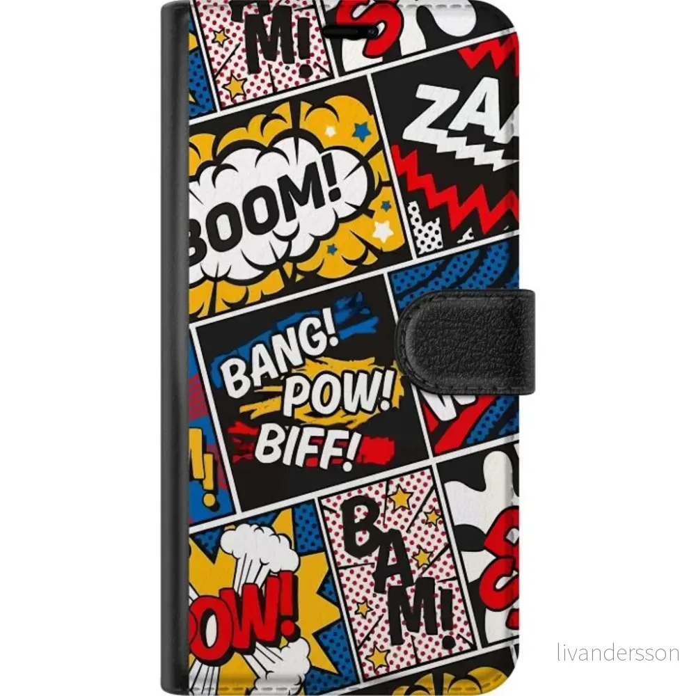 Motorola Edge 50 Neo Sort Lommebokdeksel Tecknat Boom! v:2746225