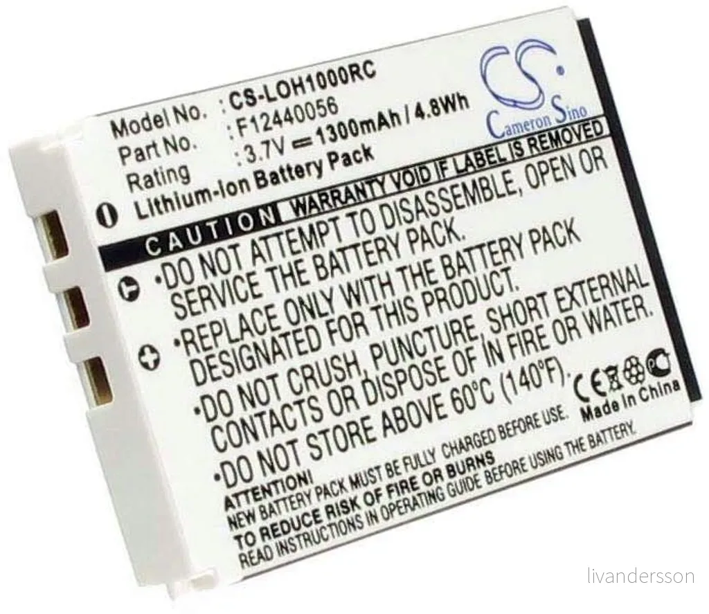 Batteri til Logitech Harmony 1000 Remote, 3.6V (3.7V), 1300 mAh v:3462464