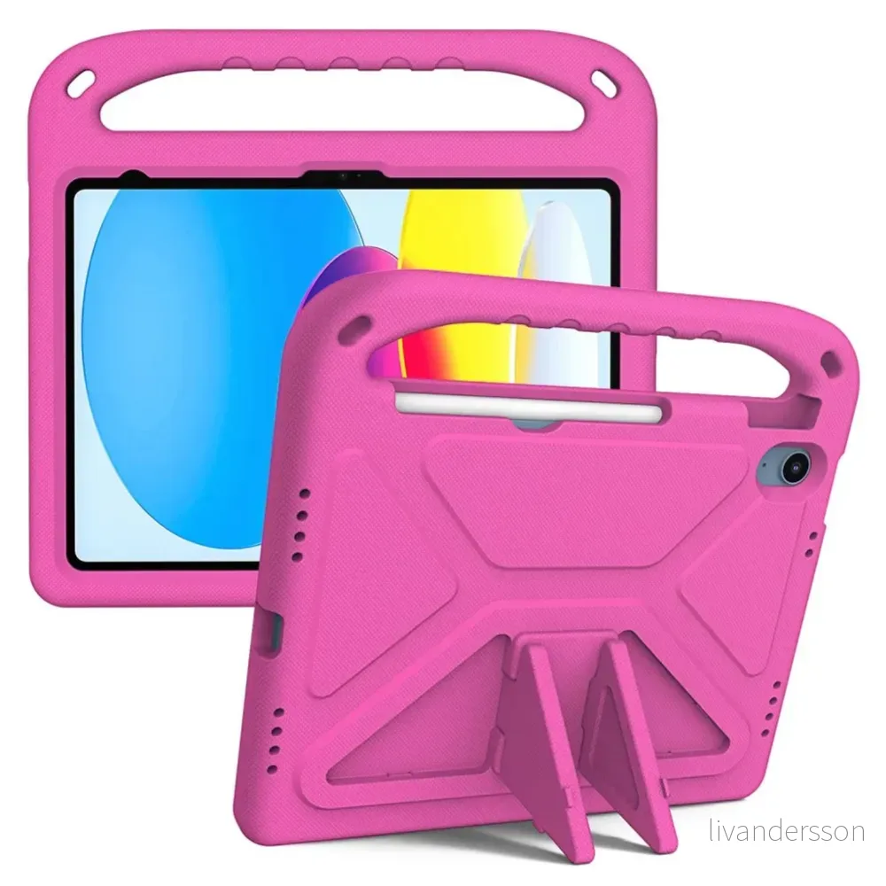 iPad A16 11" 2025/10.9" 2024 EVA-deksel med stativ og håndtak – Rosa v:9702261