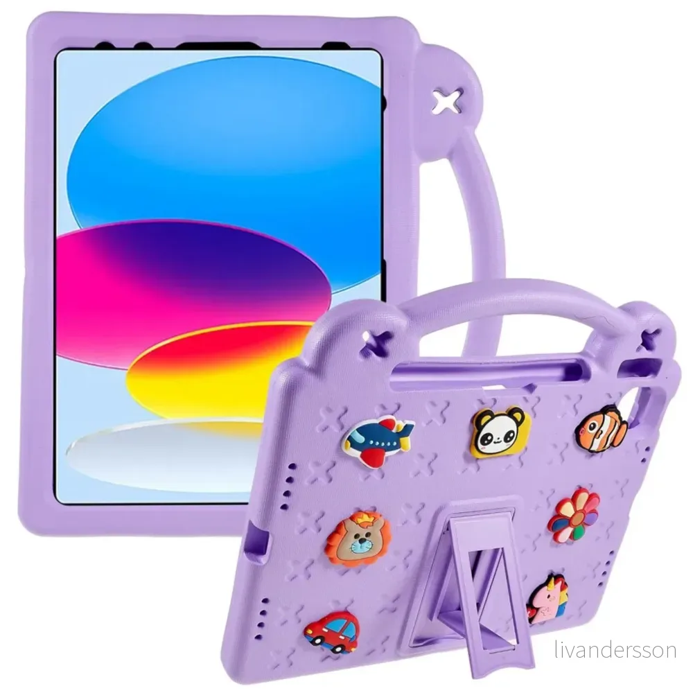 iPad A16 11" 2025/10.9" 2024 Barnevennlig deksel med stativ – Lilla v:3873103