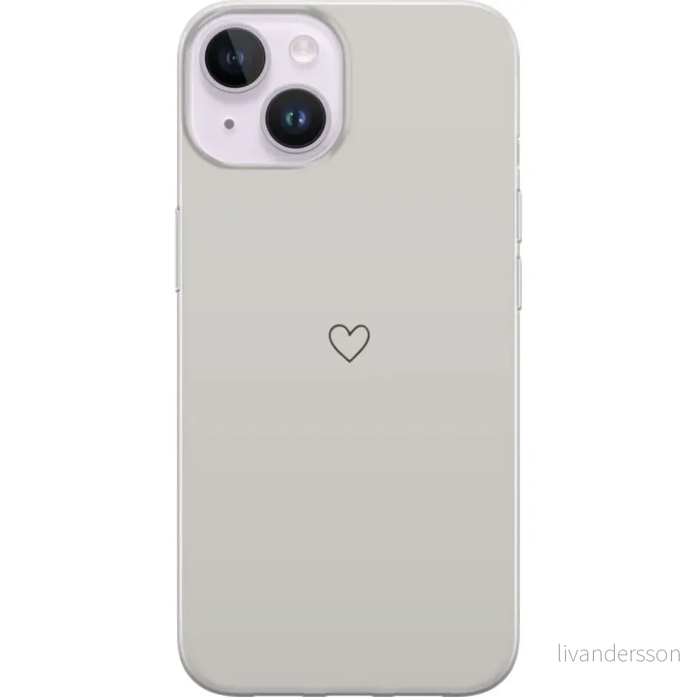 Apple iPhone 14 Gjennomsiktig Telefondeksel Grått hjärta v:7963707