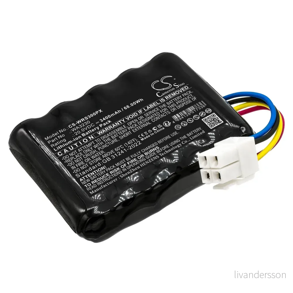 Batteri til WR115MI, 20.0V, 3400mAh v:1597606
