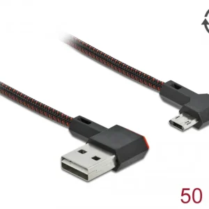 Delock EASY-USB USB-A til Micro-B-kabel vinklet venstre/høyre, 0,5 m – svart v:3299007