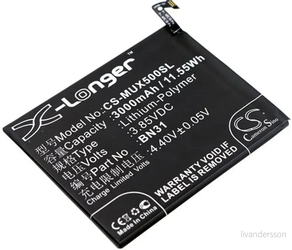 Batteri til Redmi S2, 3.85V, 3000 mAh v:2123290