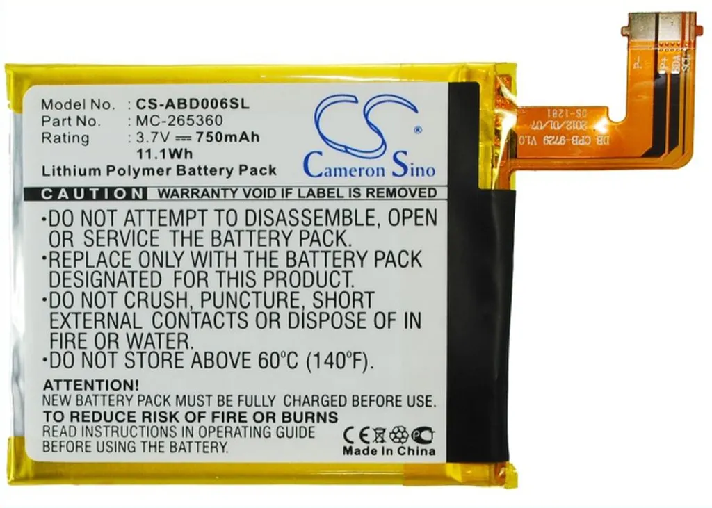 Batteri til Amazon Kindle 6, 3.7V, 750 mAh v:9186651