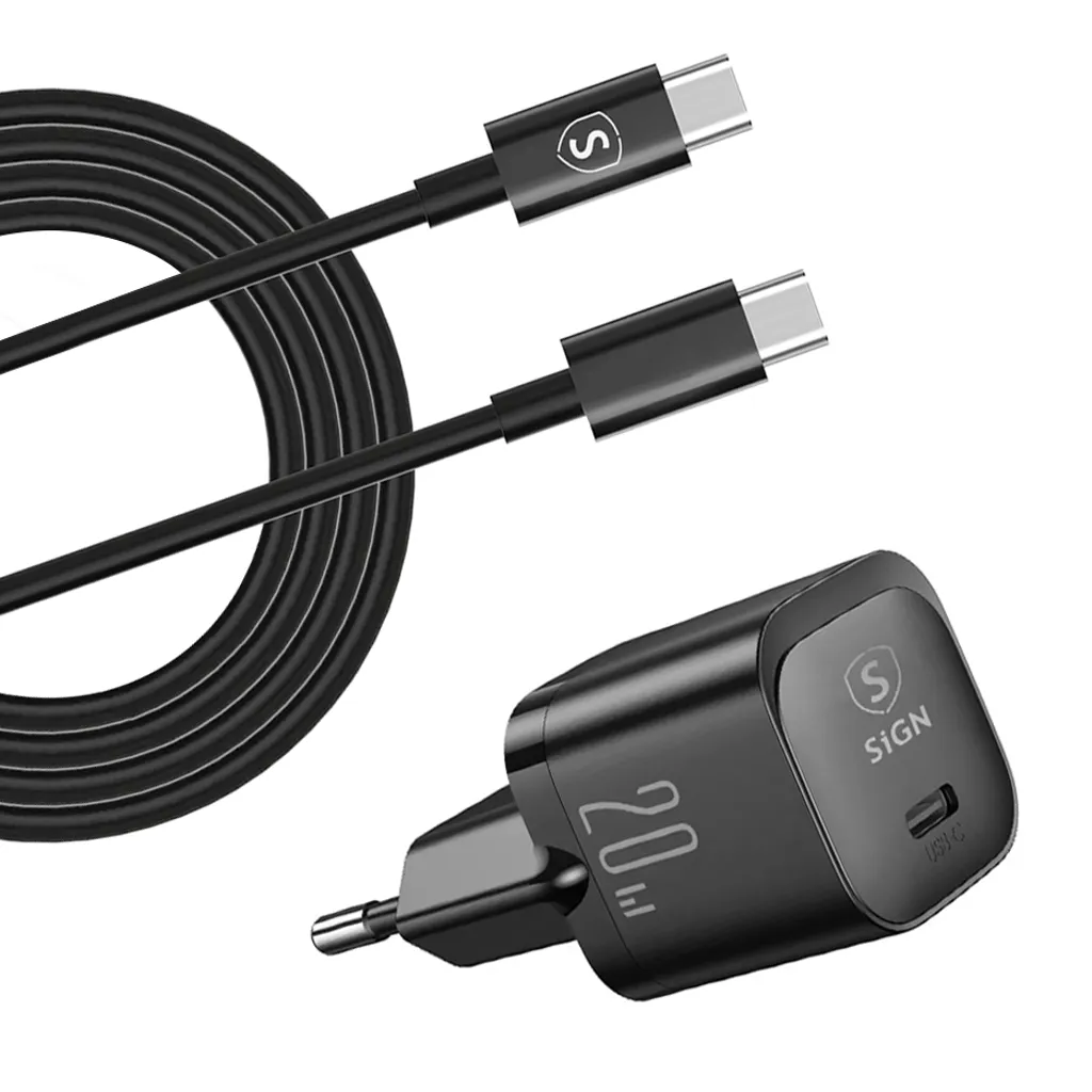 SiGN hurtiglader 20W USB-C + 2m kabel – For Samsung S20/S21/S22/S23/FE – Svart v:9378530 SiGN hurtiglader 20W USB-C + 2m kabel – For Samsung S20/S21/S22/S23/FE – Svart v:9378530