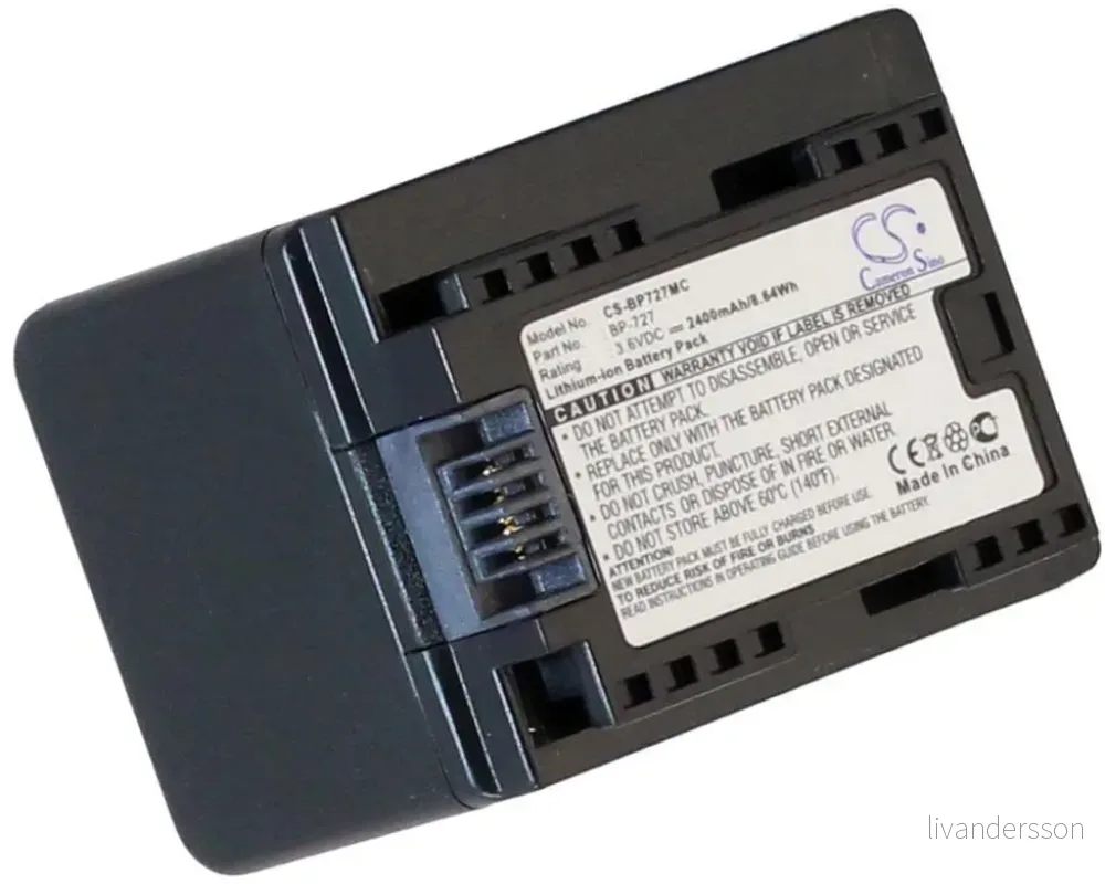 Batteri til Canon iVIS HF R30, 3.6V (3.7V), 2400 mAh v:2615008