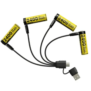 Nitecore NH2400 Li-ion 2400mah oppladbart AA-batteri med USB-C – 4-pakning v:8703061 Nitecore NH2400 Li-ion 2400mah oppladbart AA-batteri med USB-C – 4-pakning v:8703061