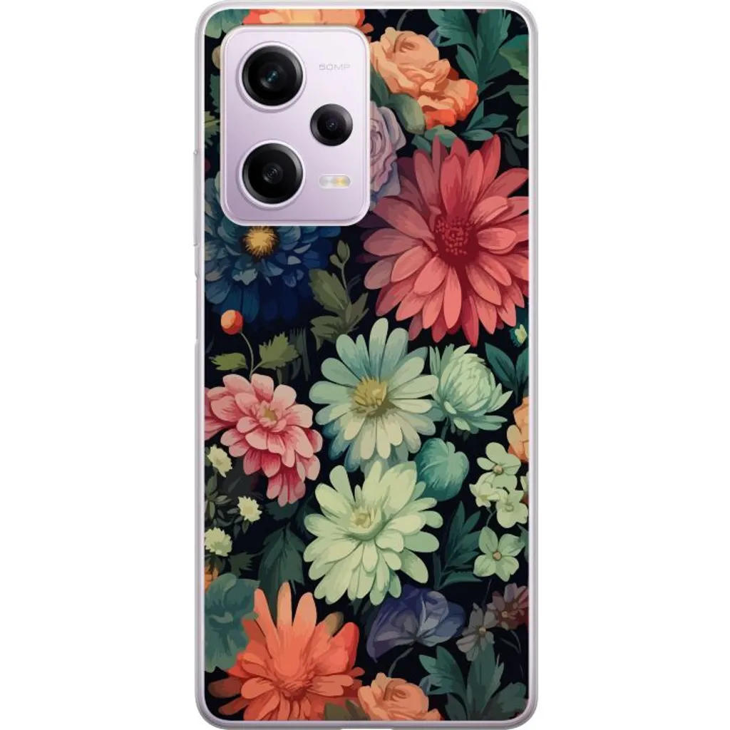 Xiaomi Redmi Note 12 Pro Gjennomsiktig Telefondeksel Färglada blommor v:7828364