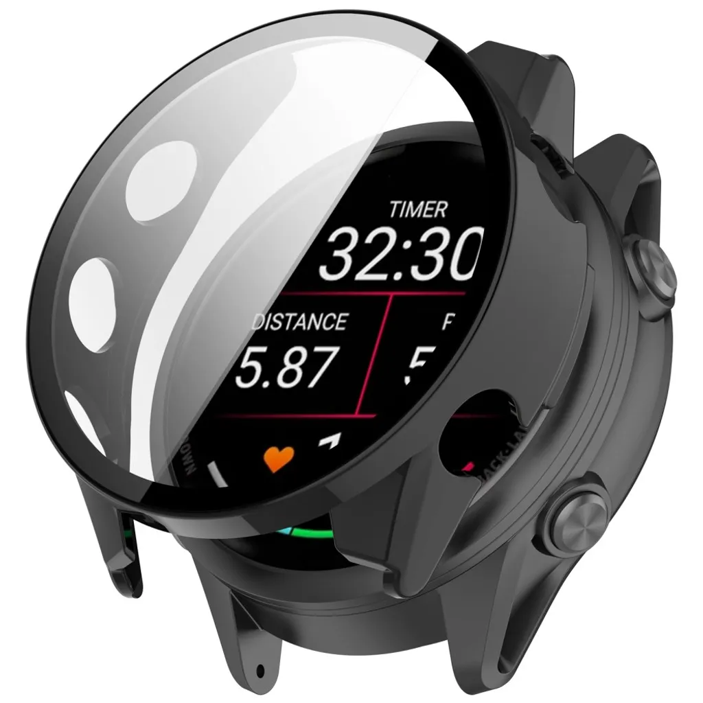 Garmin Forerunner 570 47mm deksel med skjermbeskytter i herdet glass – svart v:7311552