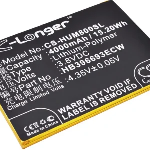 Batteri til HB396693ECW for Huawei, 3.8V, 4000 mAh v:7339621 Batteri til HB396693ECW for Huawei, 3.8V, 4000 mAh v:7339621