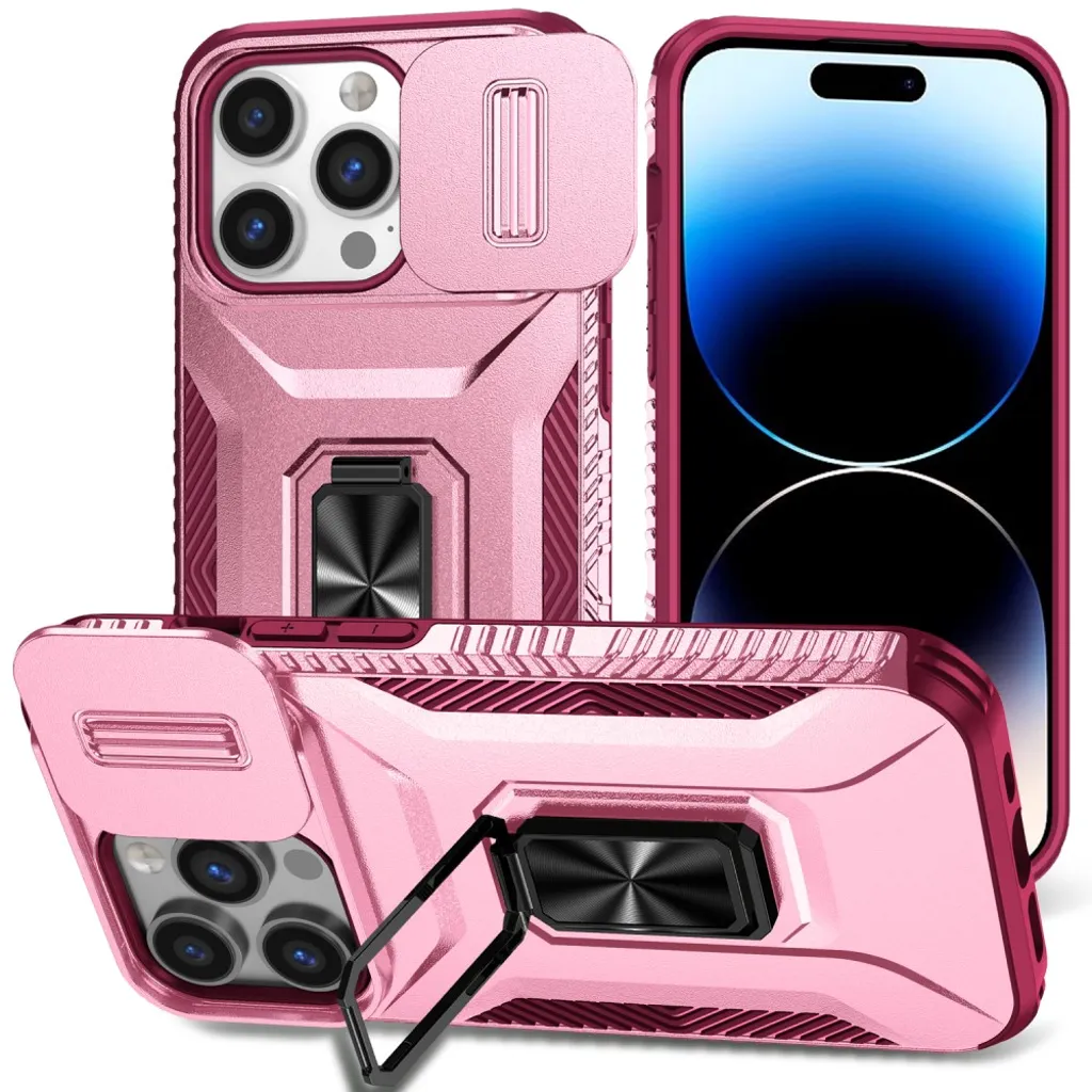 iPhone 14 Pro Deksel Stativ/Ring/Kamerabeskyttelse – Rosa v:7078802