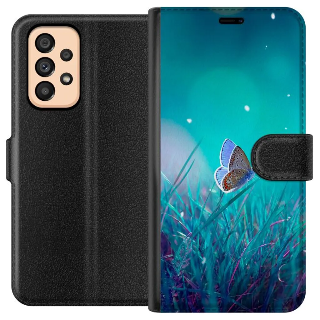 Samsung Galaxy A53 5G Sort Lommebokdeksel Blå fjäril v:3775892 Samsung Galaxy A53 5G Sort Lommebokdeksel Blå fjäril v:3775892
