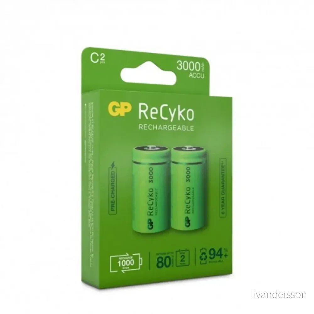 C / R14 Recyko GP 3000mAh NI-MH – 2 stk v:3920954
