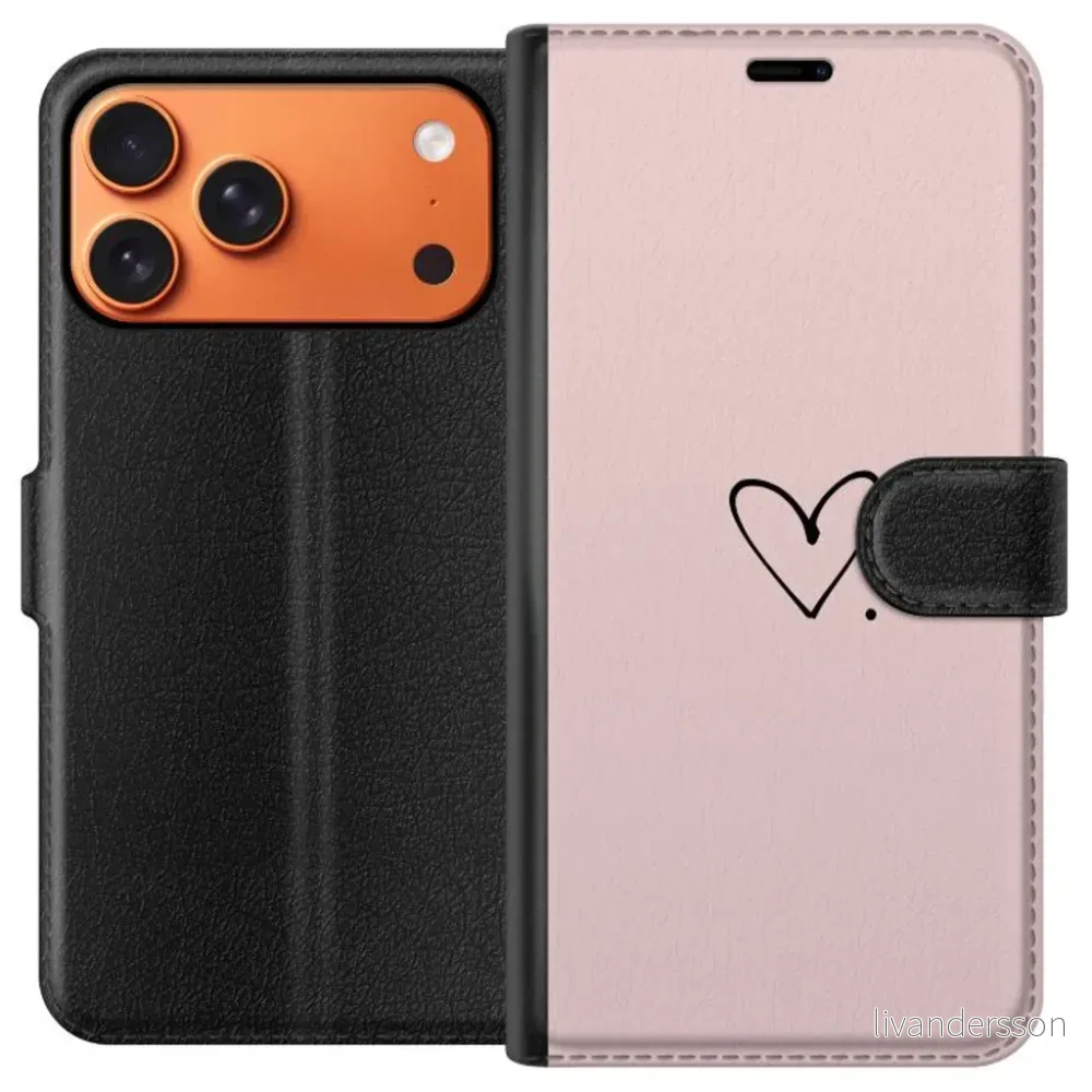 Apple iPhone 17 Pro Max Sort Lommebokdeksel Hjärta. v:6541707