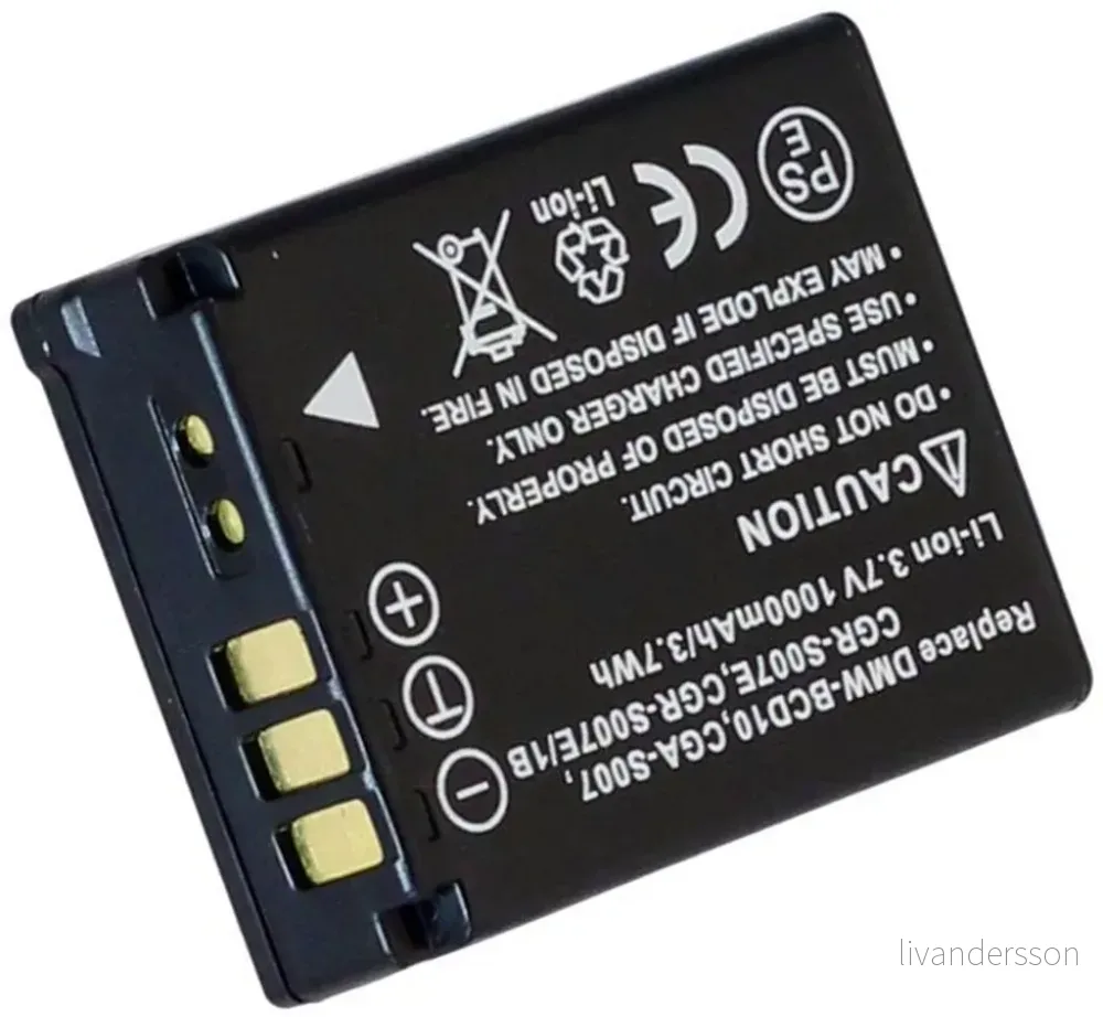 Batteri til Panasonic Lumix DMC-TZ4, 3,6 (3,7), 850mAh v:2653913
