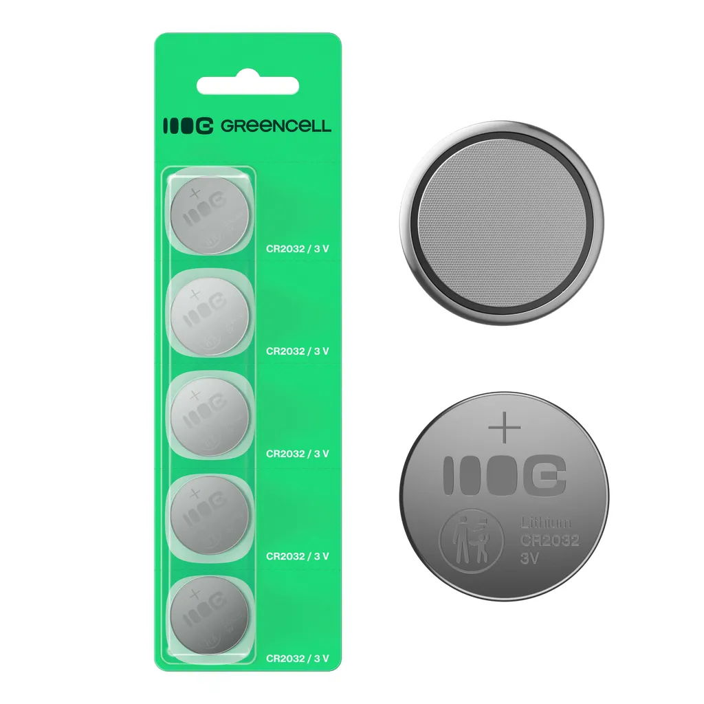 Greencell litiumknappcellebatteri CR2032 3V 220mAh, 5-pakning v:5370877 Greencell litiumknappcellebatteri CR2032 3V 220mAh, 5-pakning v:5370877