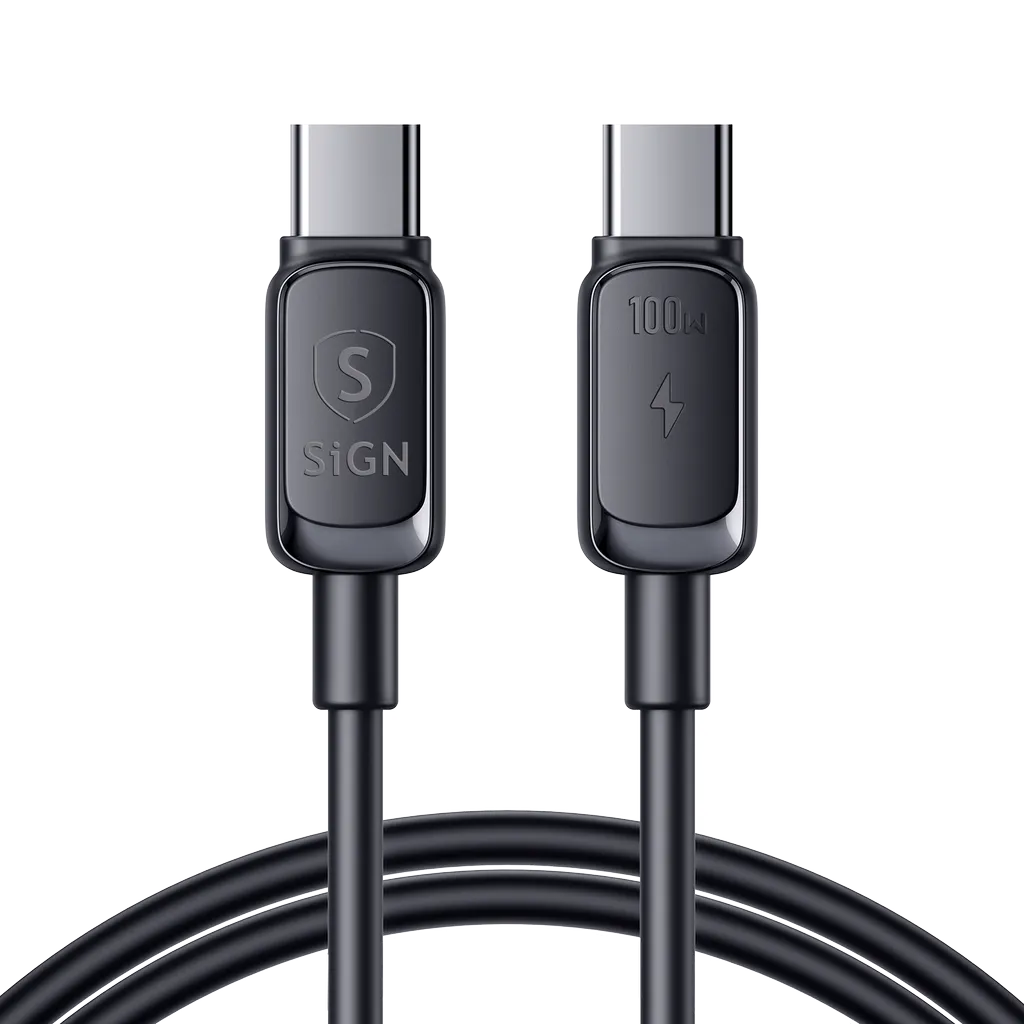 SiGN USB-C til USB-C-kabel 100 W, 1,2 m – svart v:9684419