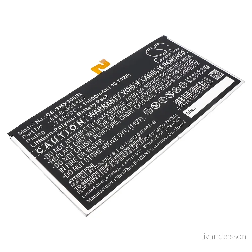 Batteri til EB-BX906ABY for Samsung, 3.88, 10500mAh v:8314106