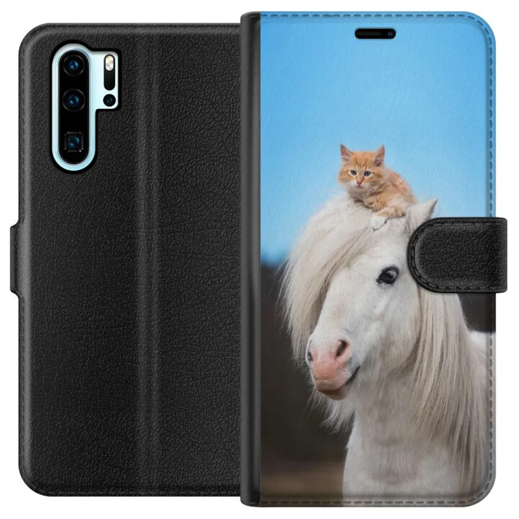 Huawei P30 Pro Sort Lommebokdeksel Katt och Häst v:4676621