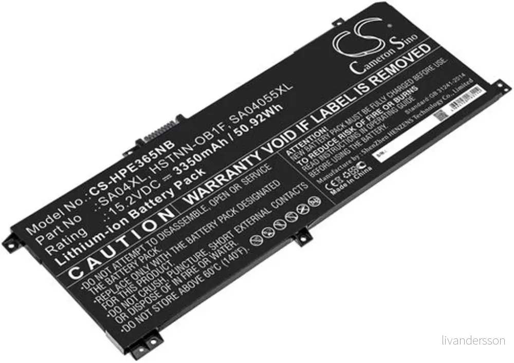 Batteri til HP Envy 15-DR0000, 15.2V, 3350 mAh v:5433448