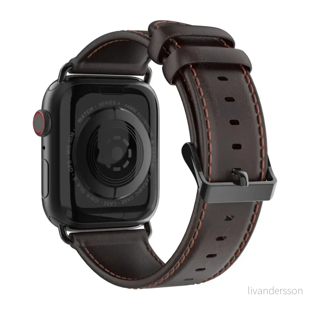 DUX DUCIS Apple Watch 42/44/46/49 mm skinnrem – mørkebrun v:6281332
