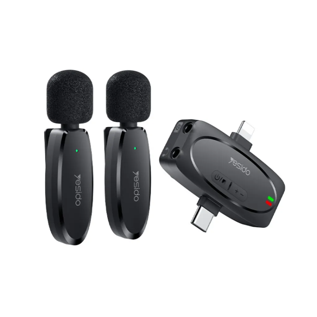 Yesido trådløs MEMS-mikrofon x 2 med USB-C/Lightning-sender v:7649520