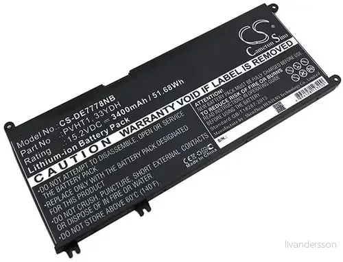 Batteri til Dell N038L3490-D1516CN, 15.2V, 3400 mAh v:6862610