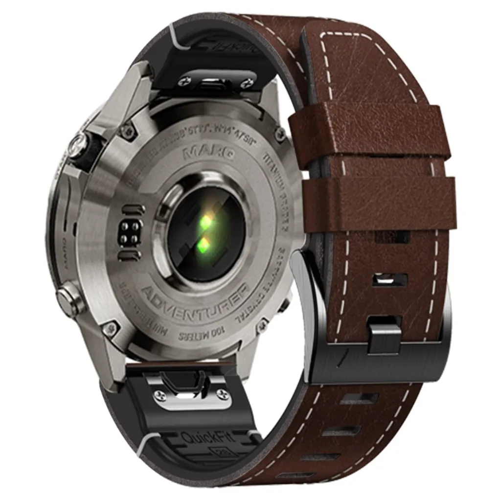 Garmin Fenix ​​7 osv. Klokkereim i PU-skinn – brun v:1375081