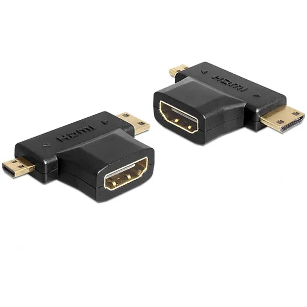 DeLOCK HDMI adapter, hun til mini-HDMI/micro-HDMI, svart v:4352673